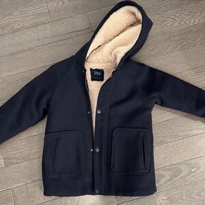 Zara Black Kids Puffer Jacket with Cream Lining